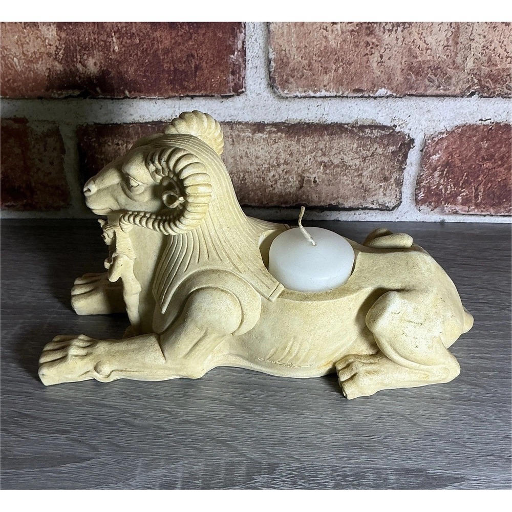 Vtg 90s Summit Collection Egyptian Ram Signed Candle Holder Resin Figurine